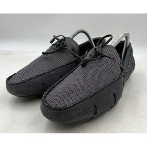SWIMS Shoes Mens Sz 9 Braided Lace Lux Loafer Driver Art: 21290 Black/Graphite
